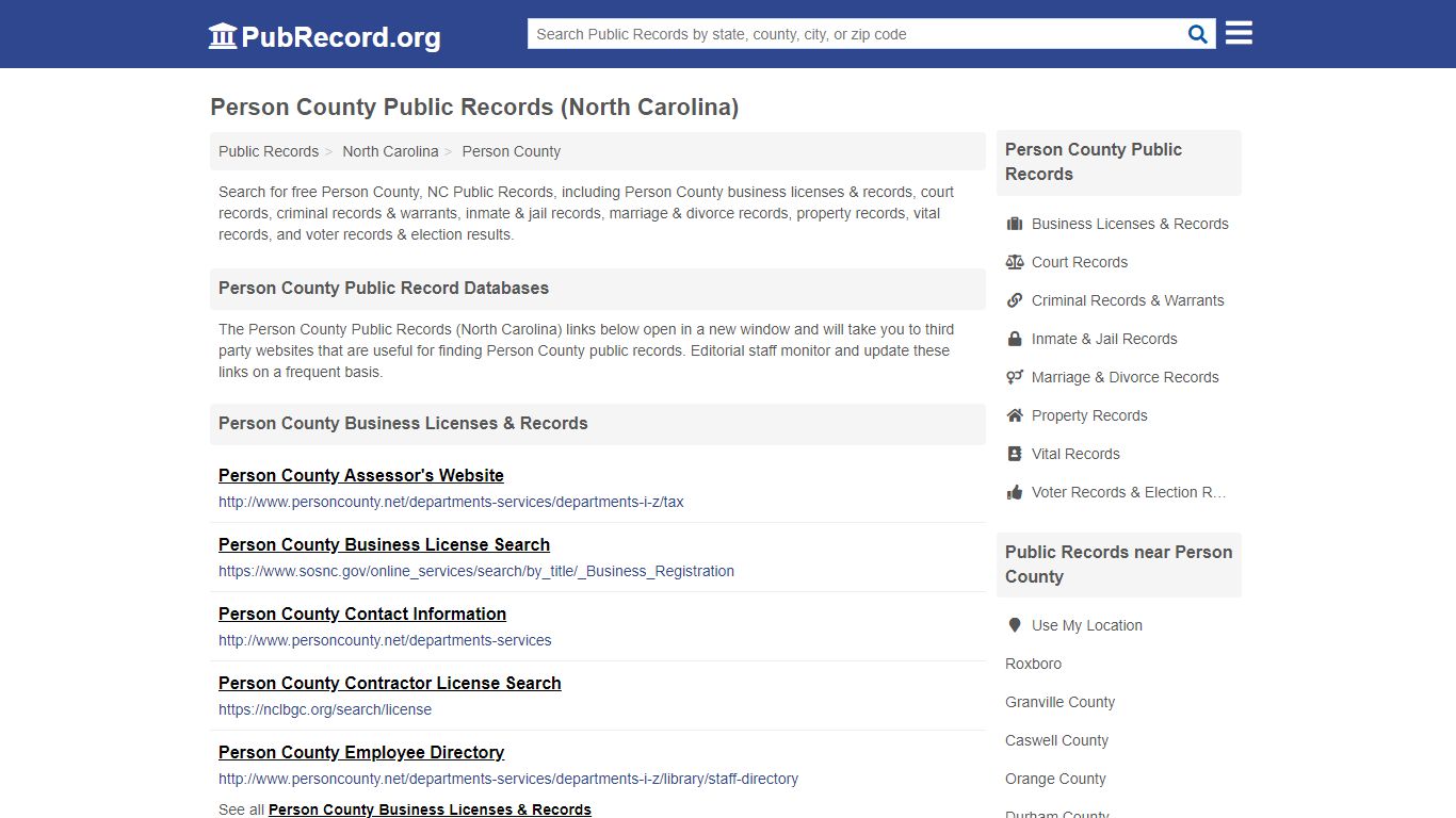 Free Person County Public Records (North Carolina Public ...